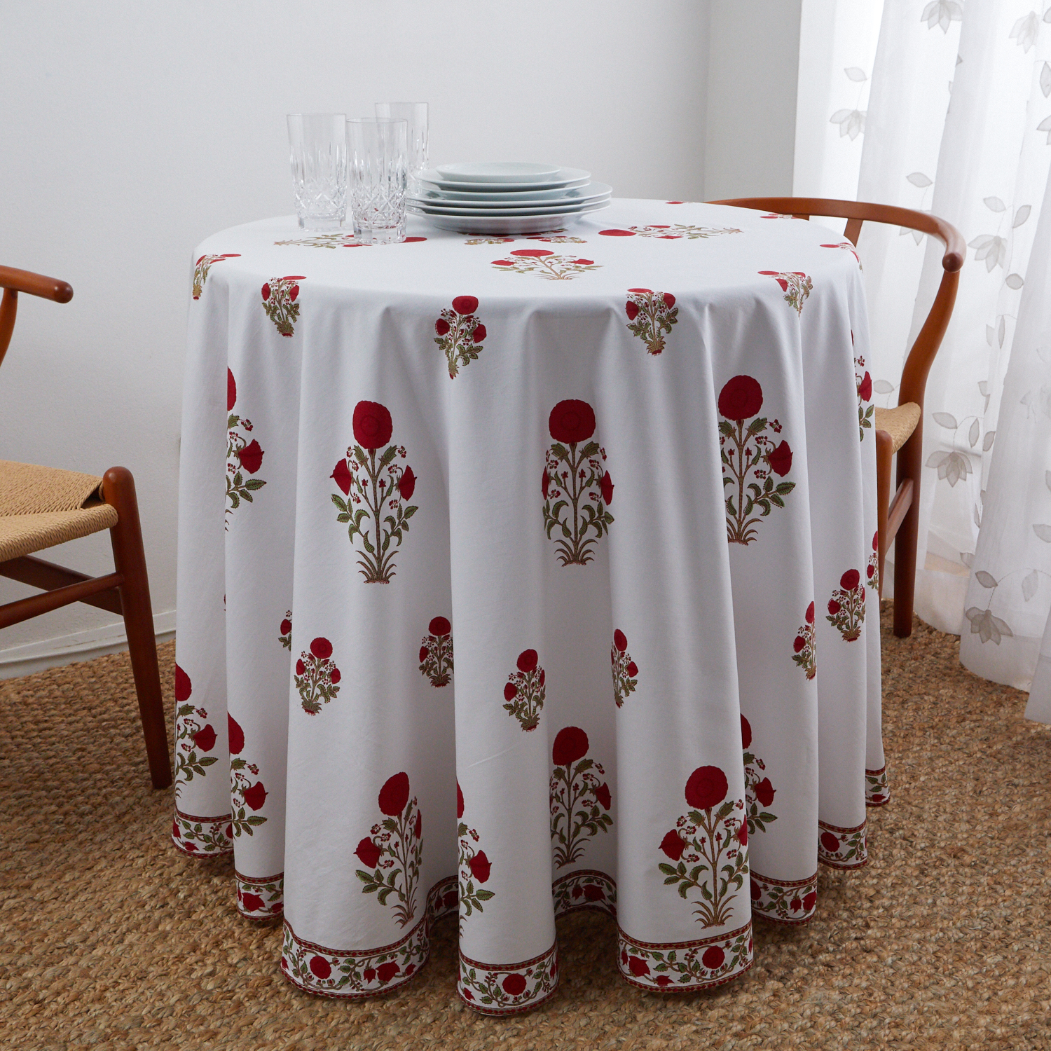 Amaya Round Tablecloth - Red